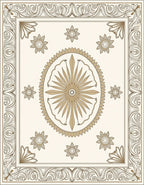 Gold and Cream Floral Medallion Border Rug