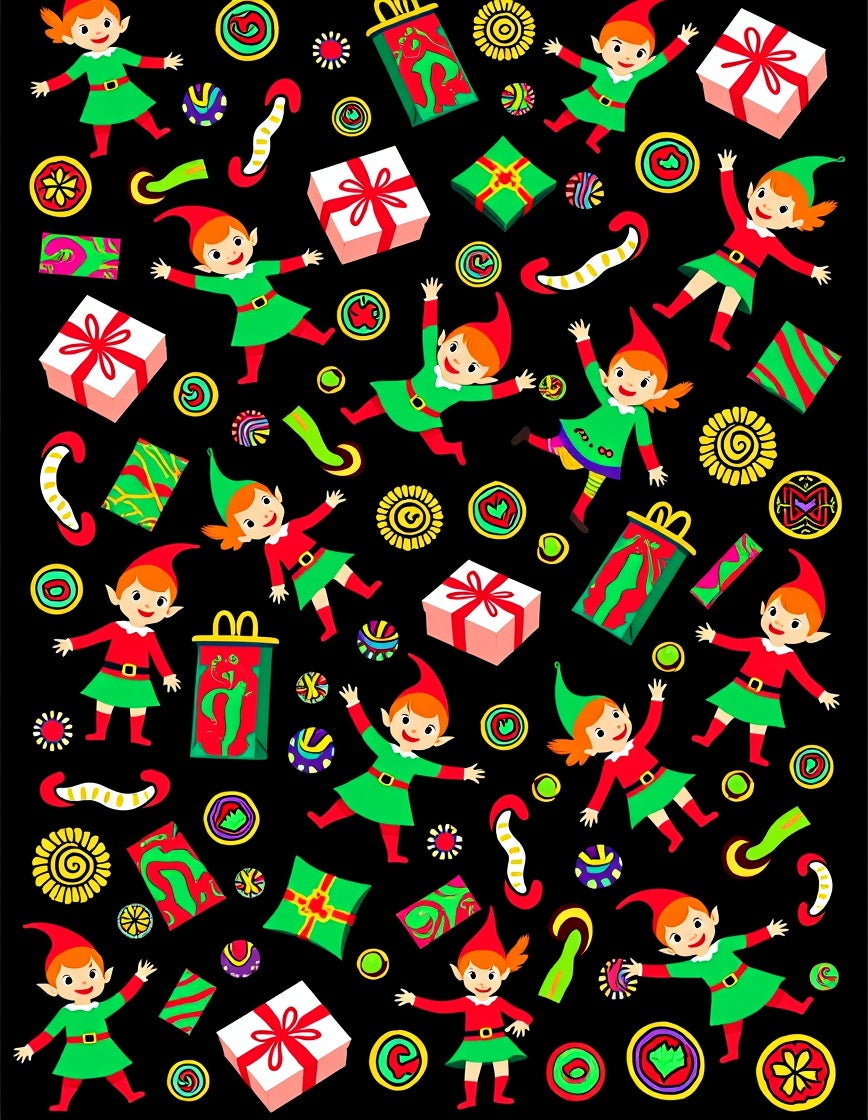 Festive Elves Joyful Christmas Gifts Rug