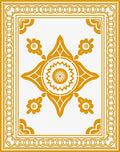 Golden Ochre Medallion Floral Border Rug