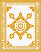 Golden Ochre Medallion Floral Border Rug