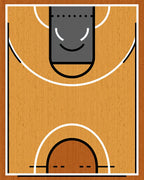 Realistic Wood Basketball Court Area Rug