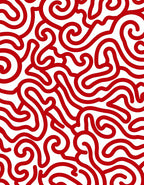 Crimson Swirl Continuous Line Rug