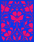 Vibrant Fuchsia Floral Butterfly Vine Rug