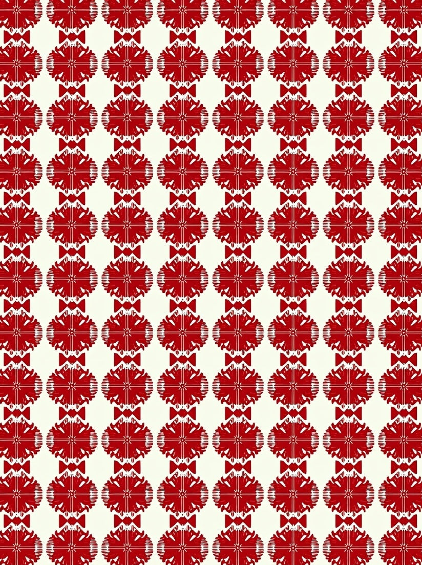 Vibrant Red Floral Medallion Stripe Rug