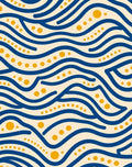 Navy Blue Golden Wave Dots Rug