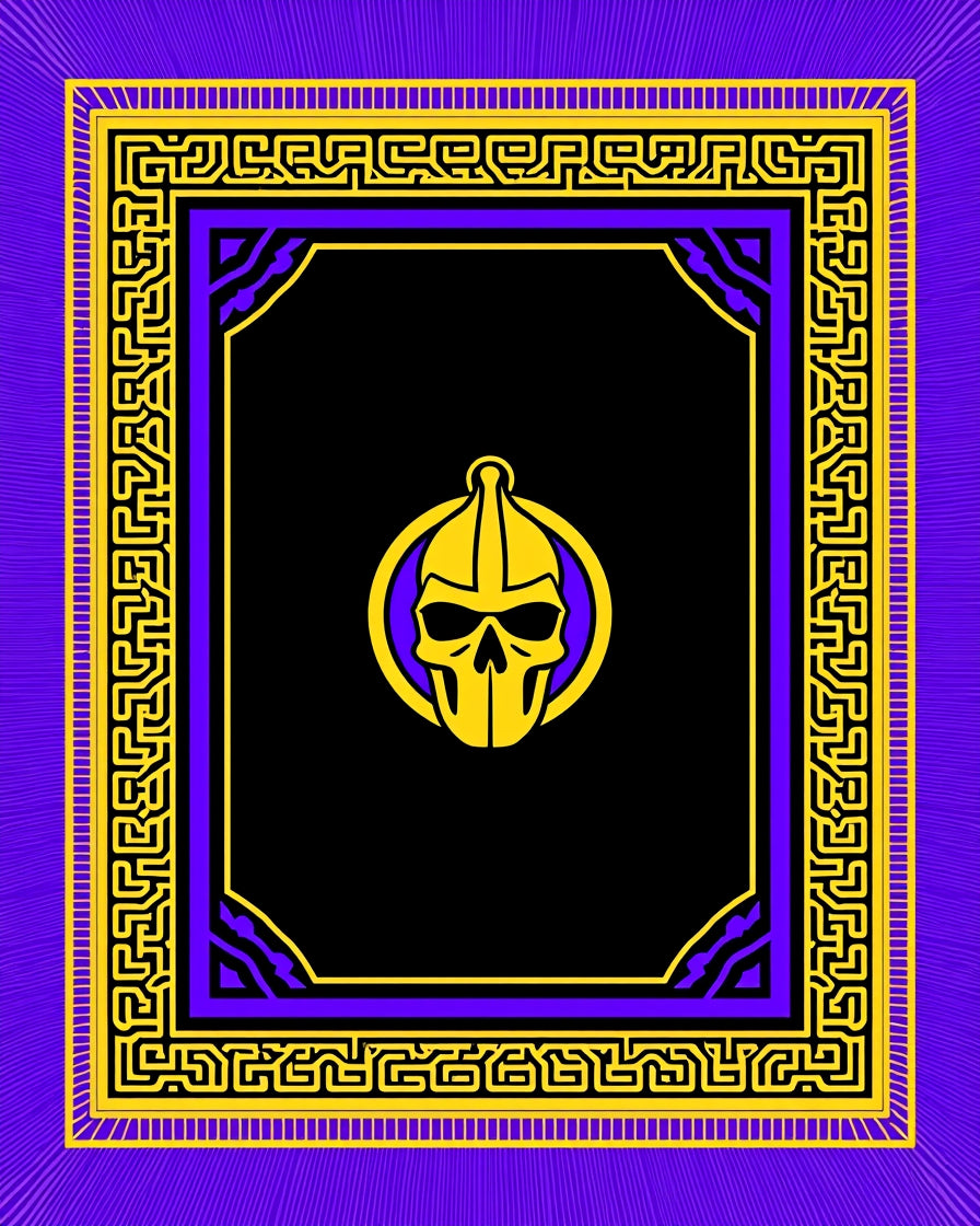 Bold Yellow Skull Geometric Border Rug