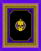 Bold Yellow Skull Geometric Border Rug