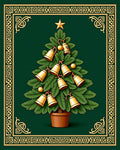 Golden Bells Christmas Tree Border Rug