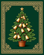 Golden Bells Christmas Tree Border Rug