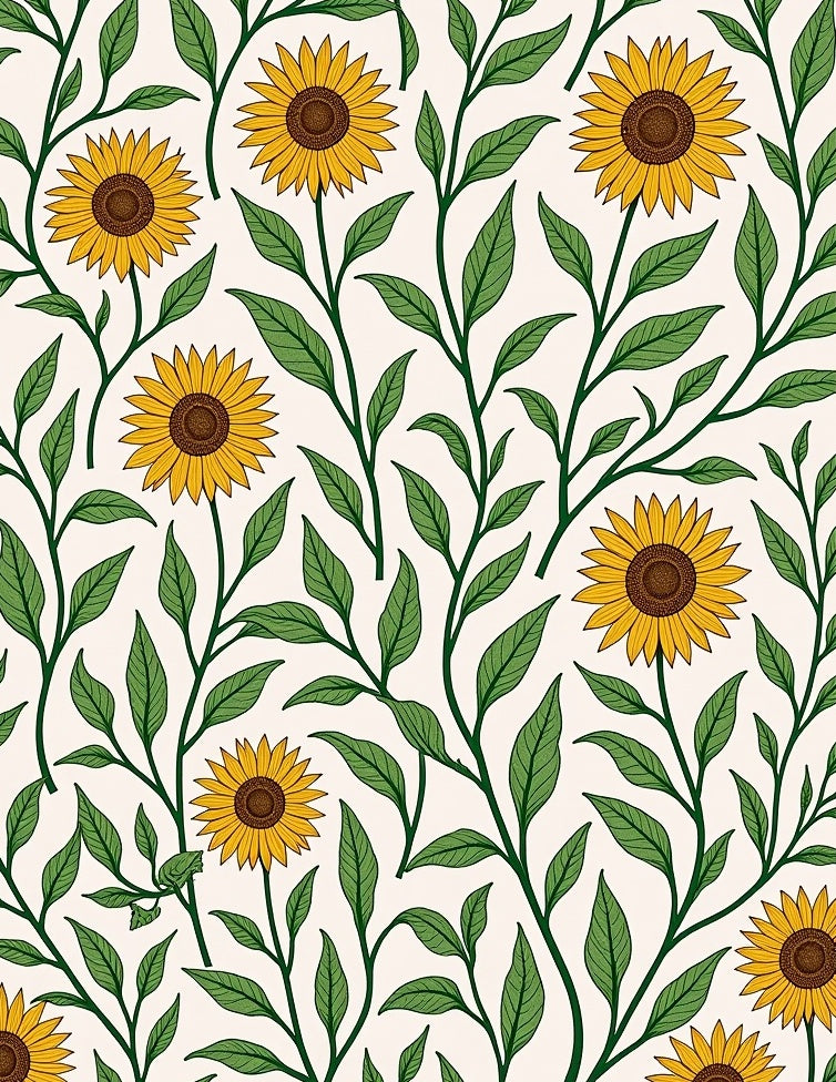 Golden Sunflower Vine Garland Rug