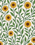 Golden Sunflower Vine Garland Rug