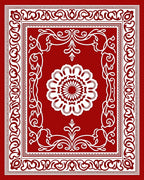 Crimson Medallion Ornamental Frame Rug