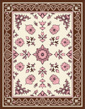 Pink Floral Cream Border Rug