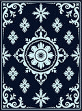 Dark Blue Floral Medallion Mandala Rug