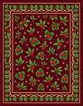 Crimson Green Berry Vine Border Rug