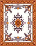 Orange And Burgundy Medallion Border Rug