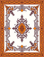 Orange And Burgundy Medallion Border Rug