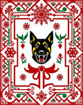 Joyful Dog Snowflake Holiday Border Rug