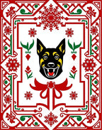 Joyful Dog Snowflake Holiday Border Rug