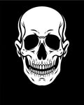 Bold White Skull Black Background Rug