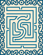 Retro Teal Maze Border Rectangle Rug