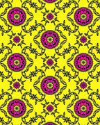 Vibrant Yellow Pink Medallion Art Rug