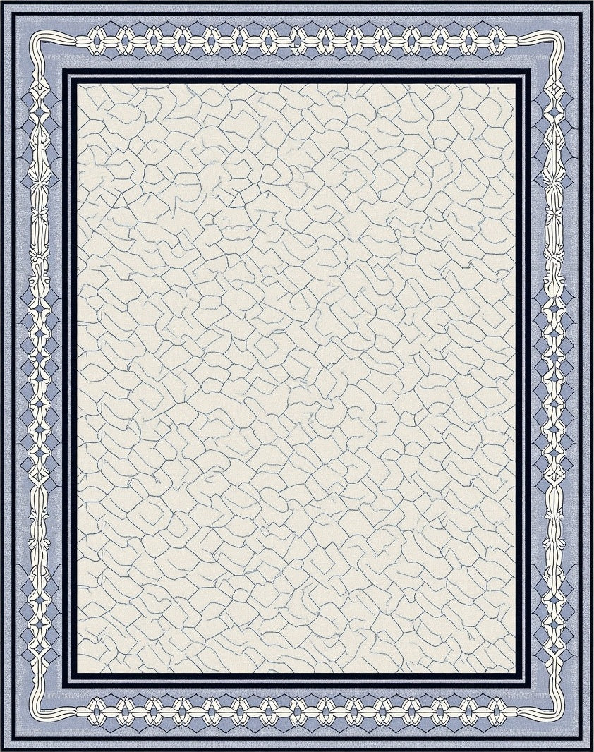 Light Blue Cracked Earth Border Rug