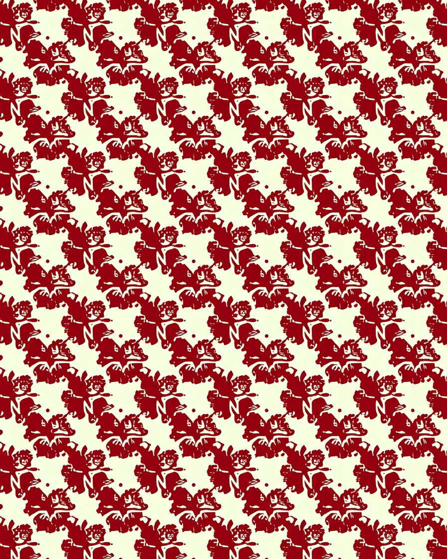 Rich Red Floral Silhouette Weave Rug