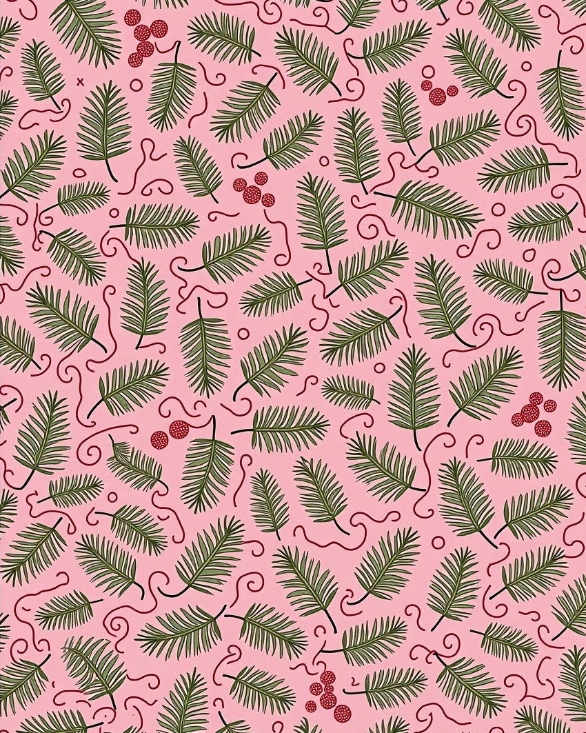 Pink Evergreen Berry Swirl Rug