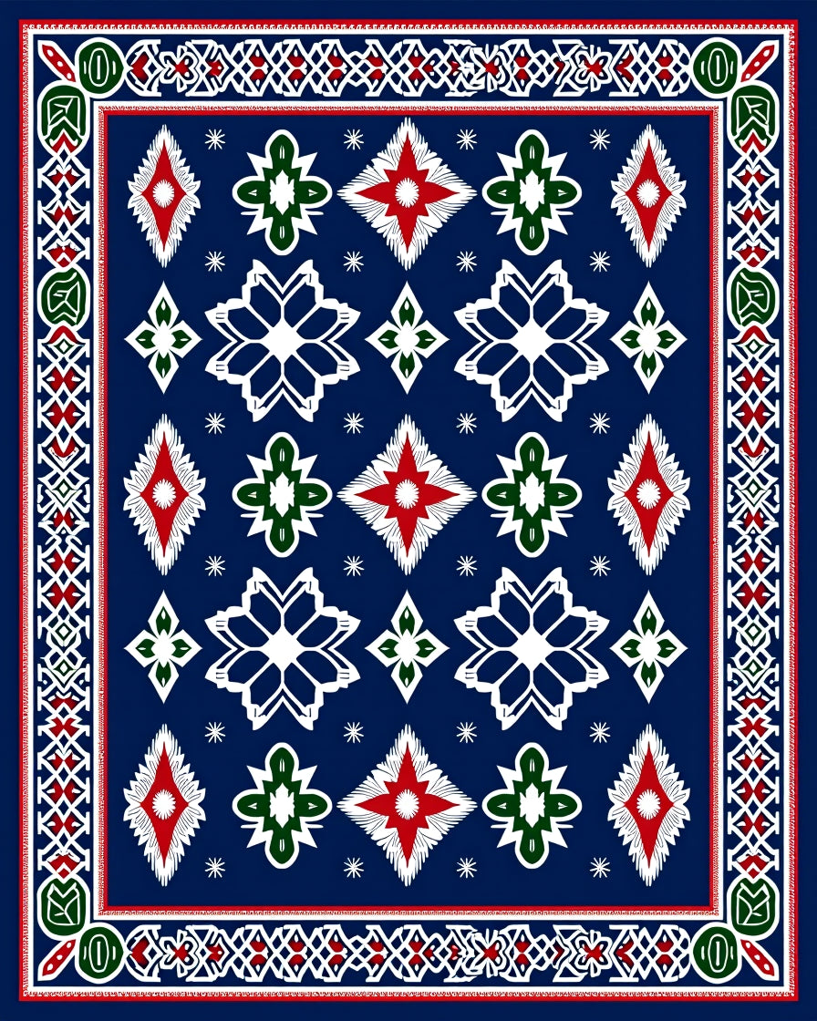 Navajo Red Green Diamond Star Rug