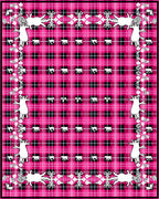 Pink Black Plaid Whimsical Creatures Rug