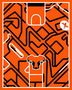 Bold Orange Cartoon Animal Maze Rug