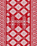 Crimson White Floral Bordered Rug