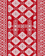 Crimson White Floral Bordered Rug