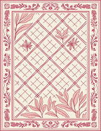 Crimson Garden Lattice Border Rug