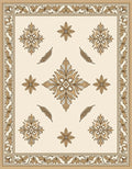 Classic Beige Floral Medallion Border Rug