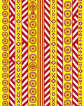 Vibrant Yellow Red Medallion Stripe Rug