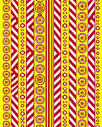 Vibrant Yellow Red Medallion Stripe Rug