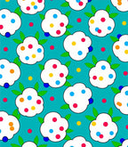 White Blossom Polka Dot Teal Rug