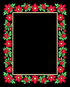 Red Floral Border Emerald Leaves Rug