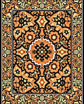 Orange Black Floral Medallion Rug