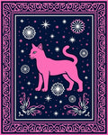 Pink Cat Navy Starry Night Floral Rug