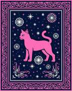 Pink Cat Navy Starry Night Floral Rug