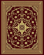 Crimson Golden Floral Vines Rug