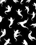 White Ghost Crowd Black Background Rug
