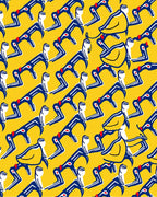Yellow Blue Red Figural Abstract Rug