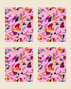 Abstract Pink Patchwork Shapes Rug