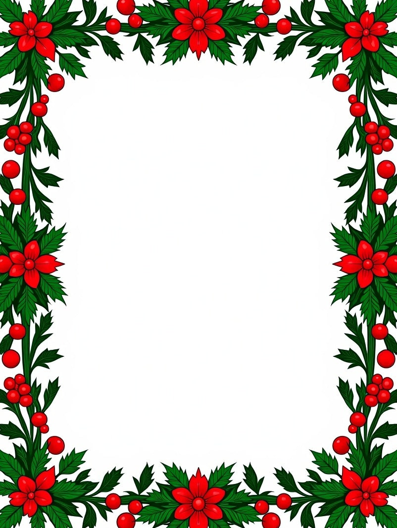 Festive Red Holly Berry Border Rug