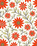 Vibrant Red Floral Foliage Scatter Rug