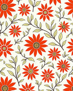 Vibrant Red Floral Foliage Scatter Rug